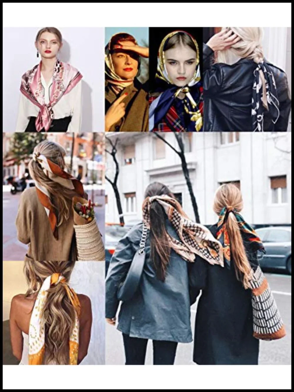 Women's Satin Silk Like Scarf Fashion Pattern Large Square Headwrap 35x35